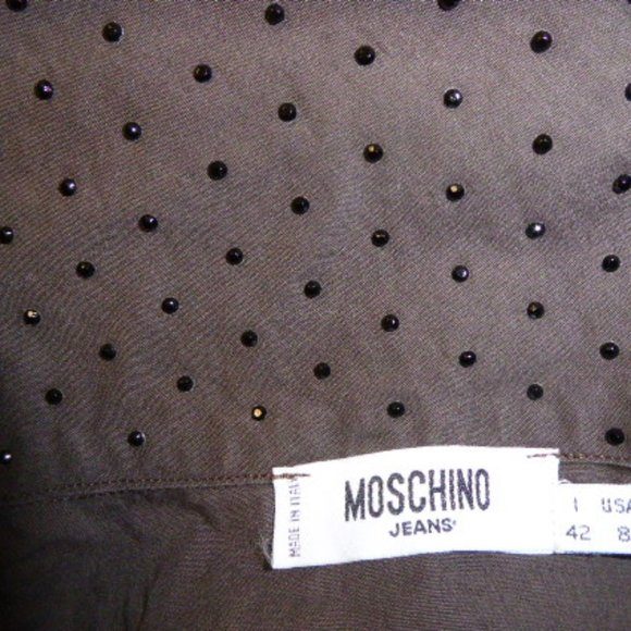 Moschino jeans studded Gray top i42 8 high neck runs small xs - Picture 9 of 9